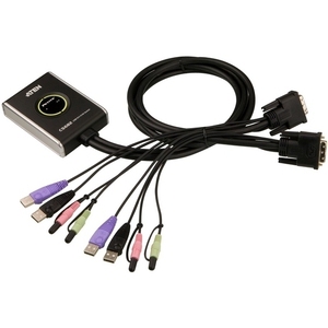 2port USB2.0/DVI KVM-Switch mit Kabel Fernsteuerung