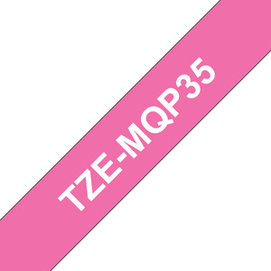 Schriftband TZe-MQP35 12mmx5m weiss auf pink