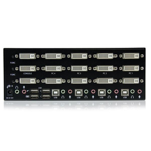 Dreifach-Head-Computer DVI/USB KVM Switch mit Audio und USB 2.0 Hub 4 Port