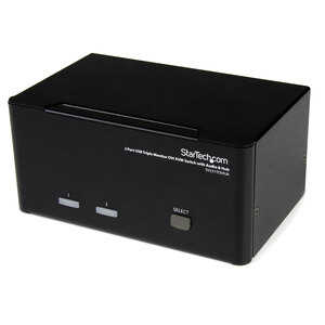 2 Port KVM Switch Dreifach Monitor DVI/USB mit Audio