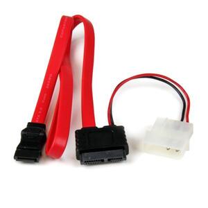 Slimline SATA auf SATA mit LP4-Stromkabel/Adapter Stecker/Stecker Rot 0,50m