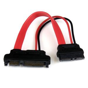 Slimline SATA auf SATA Adapter mit Strom Buchse/Stecker Rot 15cm