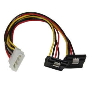 4-Pin LP4 auf SATA Y-Stromkabel rechts gewinkelt LP4 zu Serial-ATA Splitter Y-Kabel 0,3 m