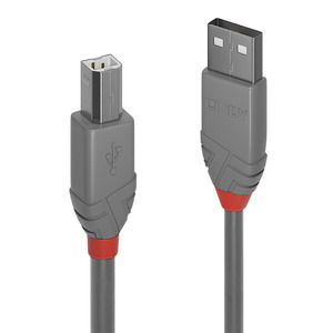 Anthra Line USB 2.0 Typ A an B Kabel 5 m Grau