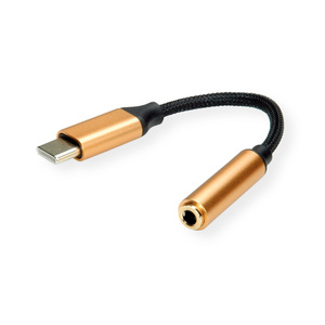 Audio-Adapter USB-C/Stereo Mini-Klinkenstecker Stecker/Buchse Schwarz/Gold 0,13 m