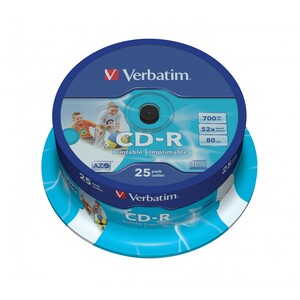 CD-R 52x, Data Life Plus, 80Min., 700MB, 25er Spindel, Super AZO, Generic Printable, Wide Print Surface No ID