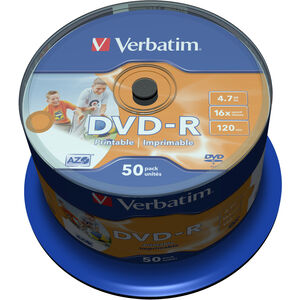 DVD-R 4,7GB 16x Inkjet printable, unbranded, 50er Spindel
