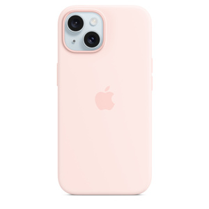 Silikon Case iPhone 15 mit MagSafe hellrosa