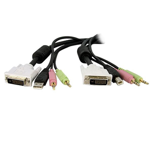 4in1 USB Dual Link DVI-D KVM Switch Kabel mit Audio und Mikrofon 3m