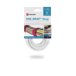 One Wrap Klett-Kabelbinder 20mm Breite 200m Länge 25 Stück Weiß