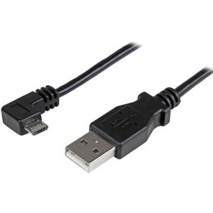 Micro USB Lade- und Sync-Kabel Stecker/Stecker rechts gewinkelt Schwarz 0,5 m