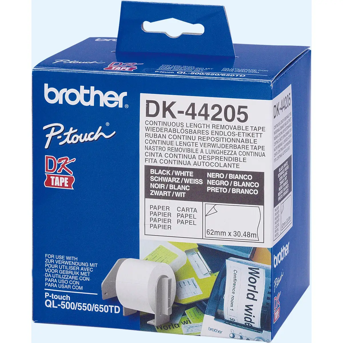 Etiketten weiß 62mmx30,48m wiederablösbar für QL-500 /-550 /-650TD