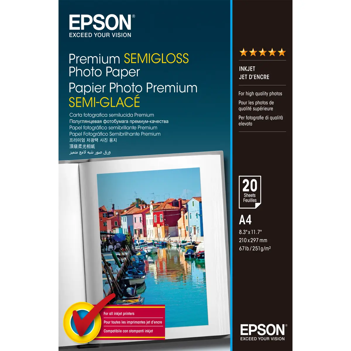 Premium Semigloss Photo A4, 251g, 20 Blatt