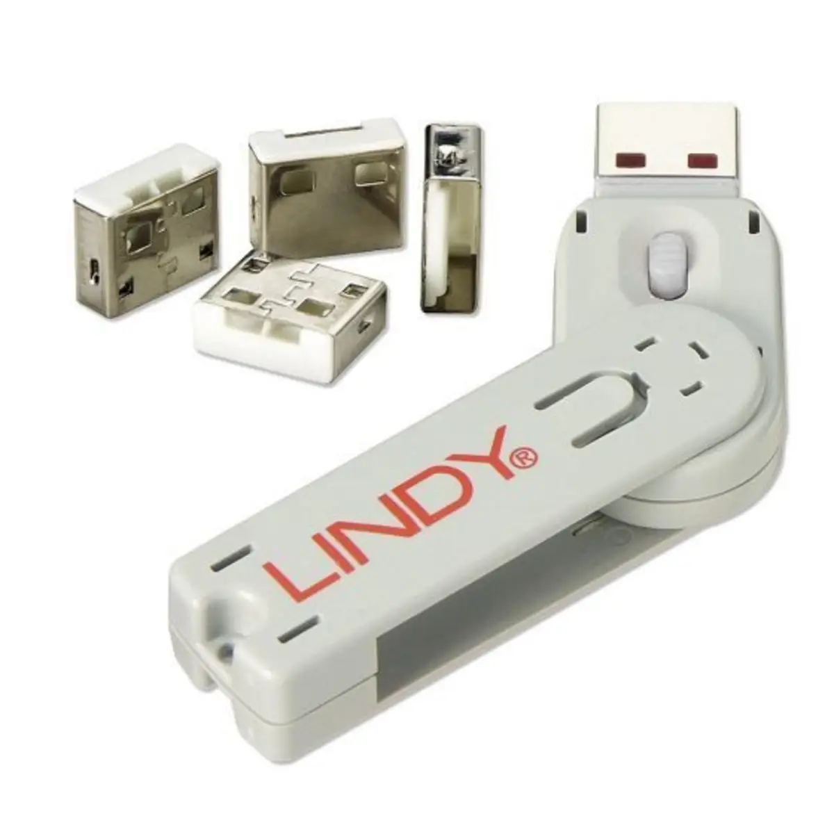 USB Portschloss mit Schlüssel, Code weiß, 4 Stück