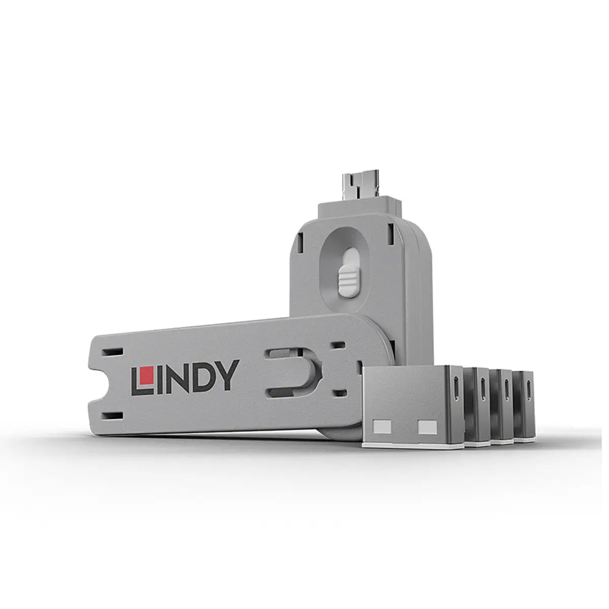 USB Portschloss mit Schlüssel, Code weiß, 4 Stück