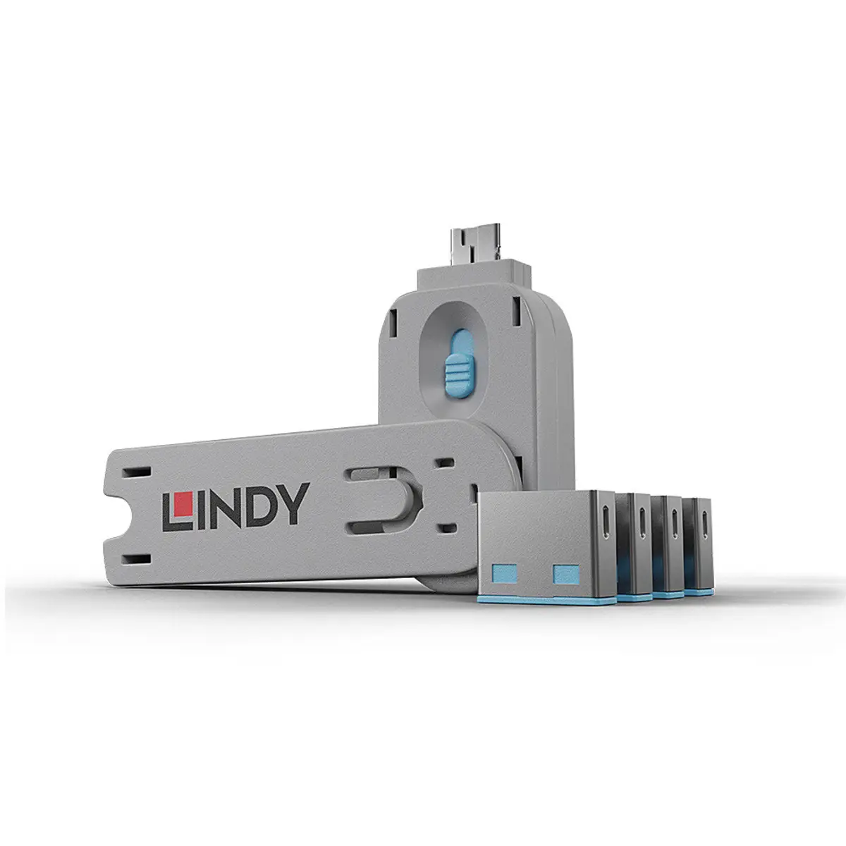 USB Port Schloss mit Schlüssel Blau 4er Pack