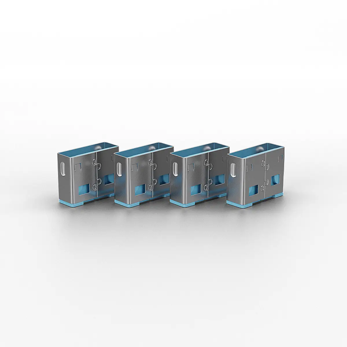 USB Port Schloss mit Schlüssel Blau 4er Pack