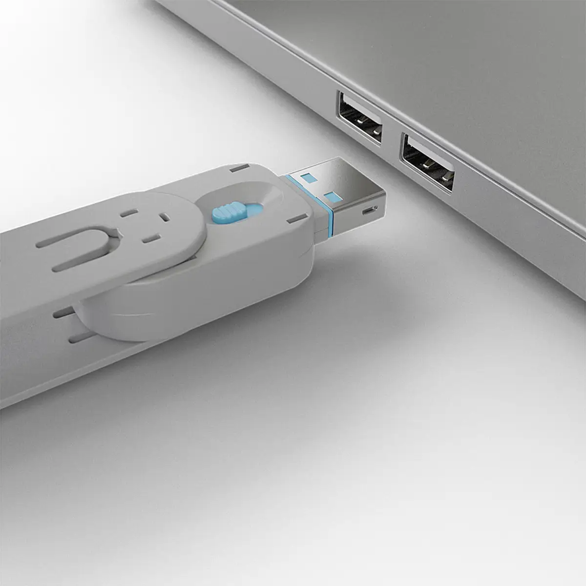 USB Port Schloss mit Schlüssel Blau 4er Pack