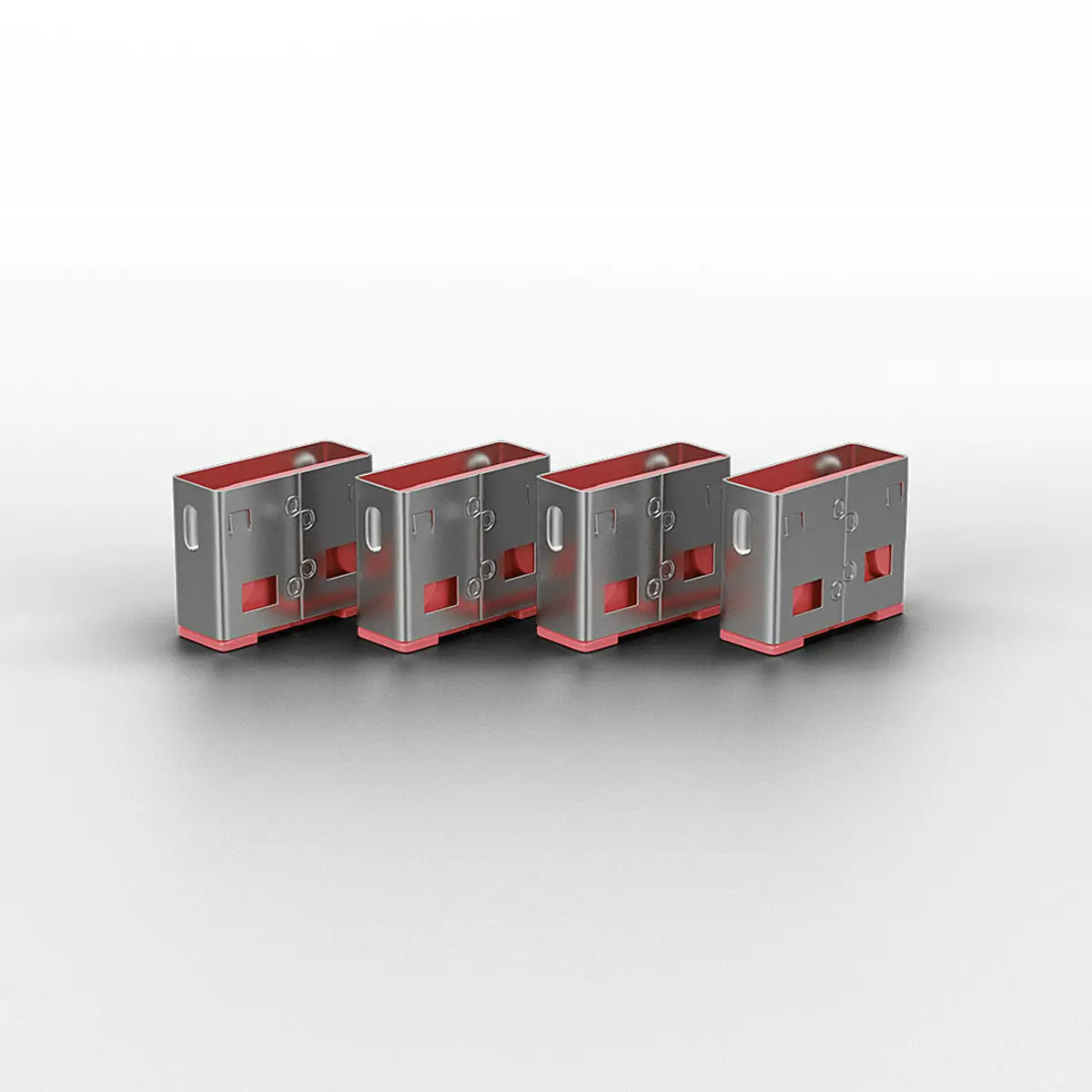 USB Port Lock with Key Red 4 Locks