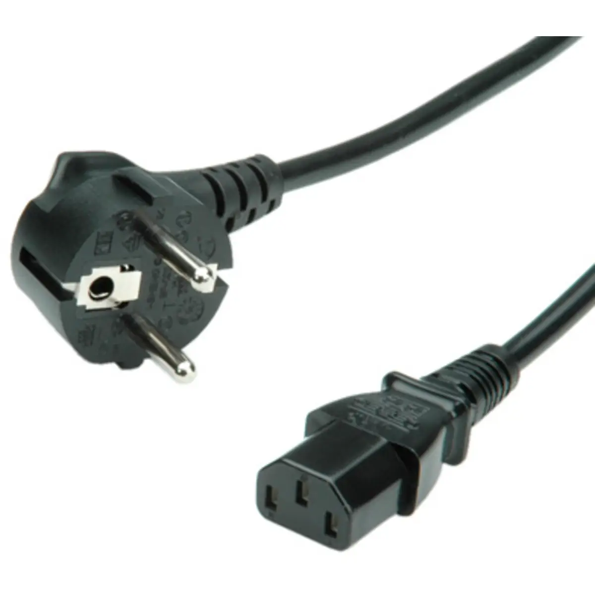 Netzkabel CEE 7/7 (SCHUKO) - IEC 320 EN 60320 C13 Stecker/Buchse gerade Schwarz 1,8m