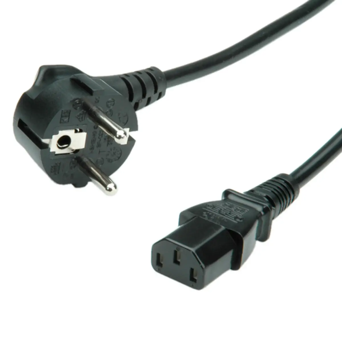 Netzkabel CEE 7/7 (SCHUKO) - IEC 320 EN 60320 C13 Stecker/Buchse gerade Schwarz 1,8m