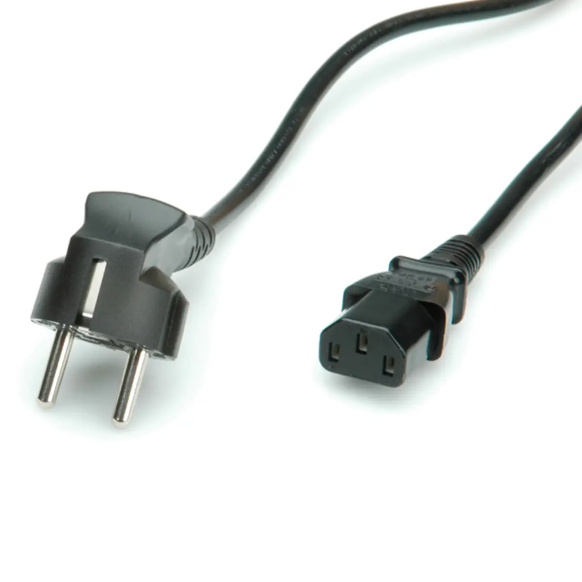 Netzkabel CEE 7/7 (SCHUKO) - IEC 320 EN 60320 C13 Stecker/Buchse gerade Schwarz 1,8m