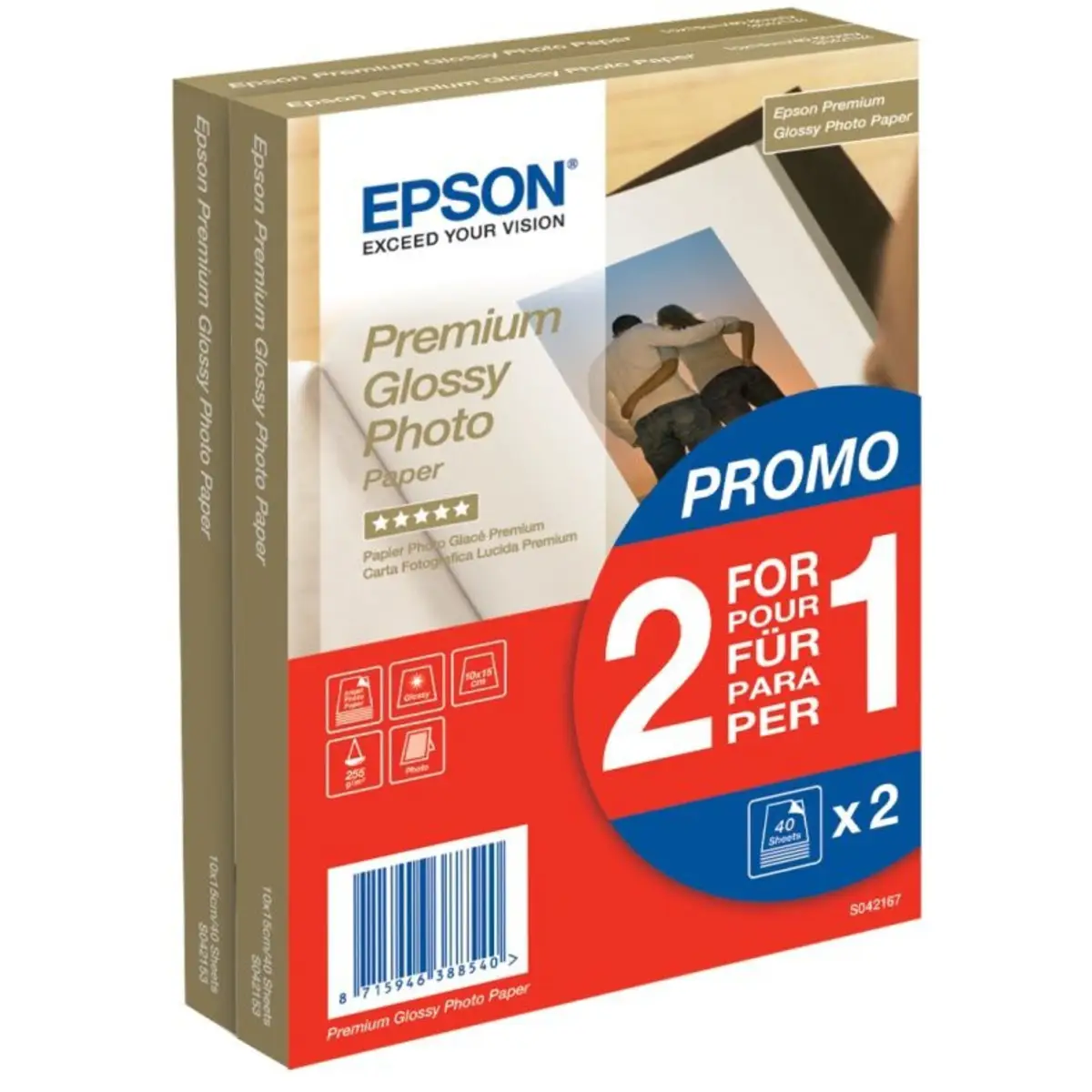Premium Glossy Photo Paper 10x15cm 255g/qm 2x40Blatt