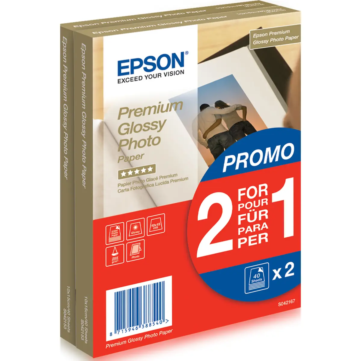 Premium Glossy Photo Paper 10x15cm 255g/qm 2x40Blatt