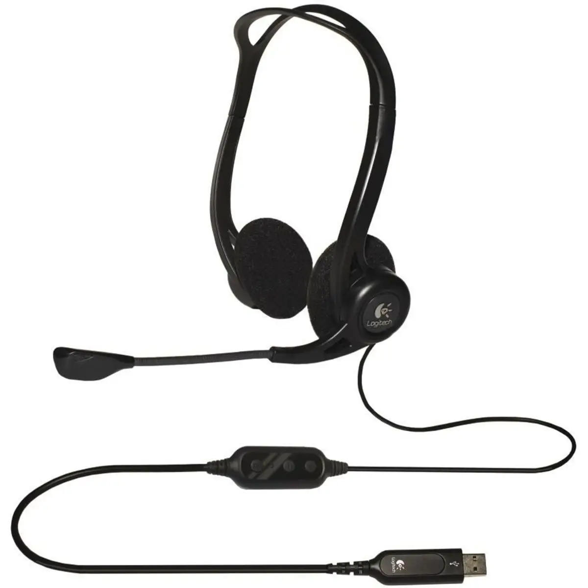 PC 960 Stereo Headset USB Mikrofon mit Rauschunterdrückung Lautstärkeregler und Stummschalter am Kabel