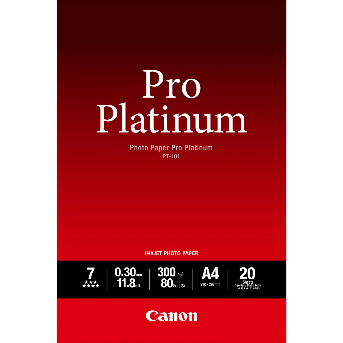 PT-101 Pro Platinum PhotoPaper A4 300g 20 Sheet