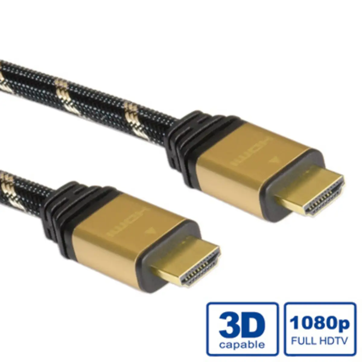 Gold HDMI Kabel Stecker/Stecker Schwarz 1 m