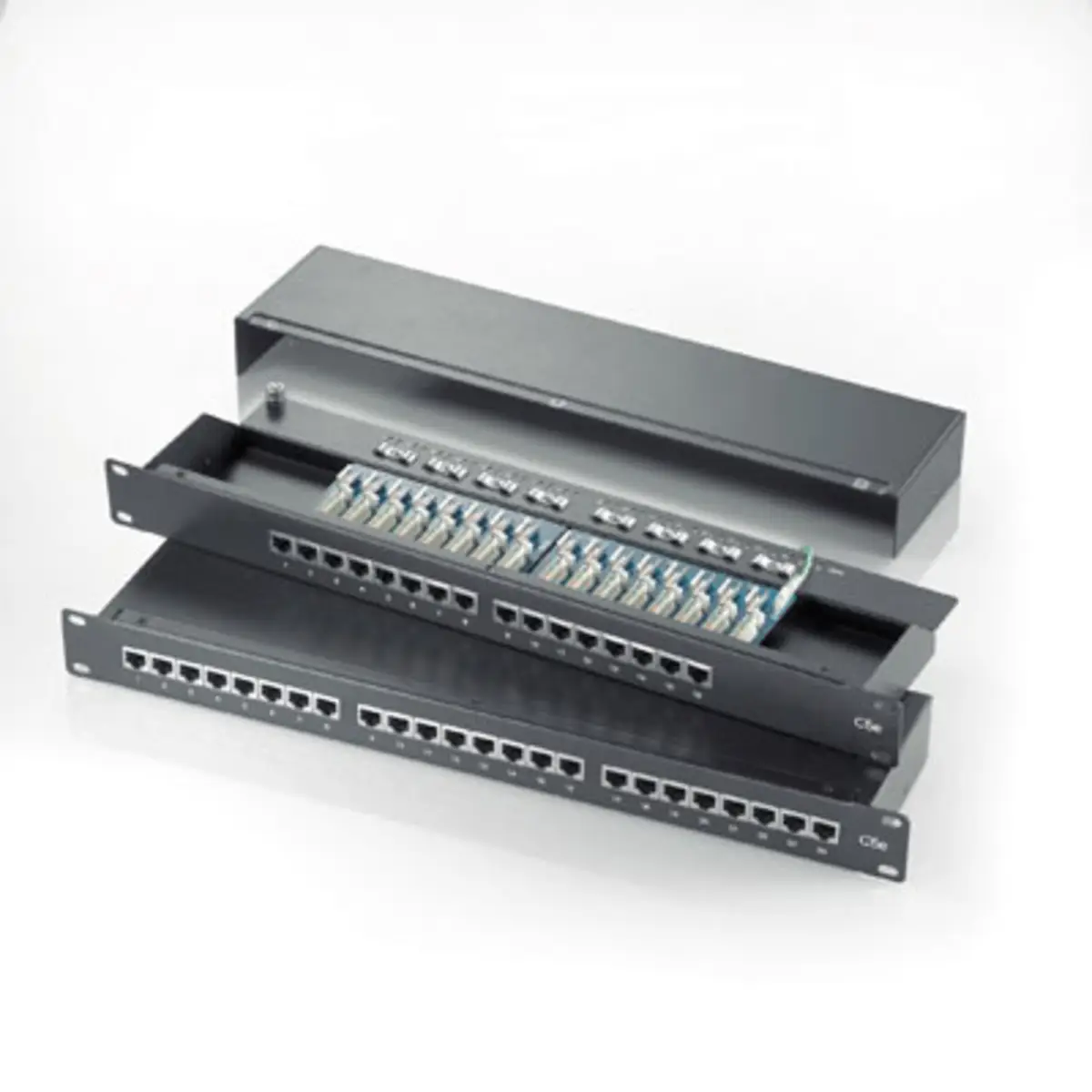 19''-Patchpanel 1HE 24 Ports Cat.5e schwarz