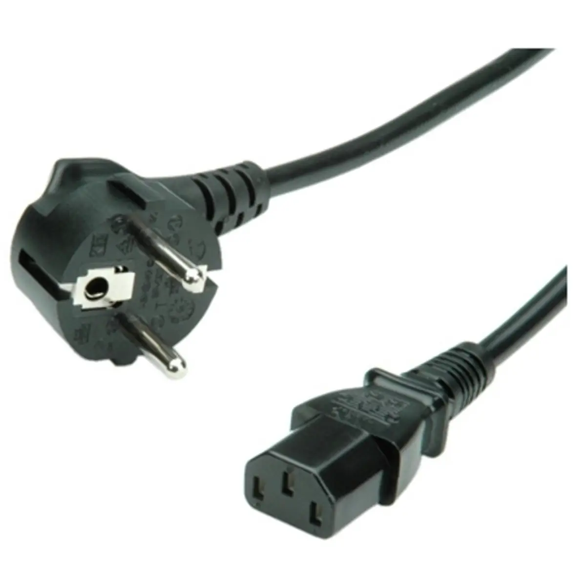Netzkabel gerade CEE 7/7 (Schuko) - IEC 320 EN 60320 C13 Stecker/Buchse schwarz 1,8m