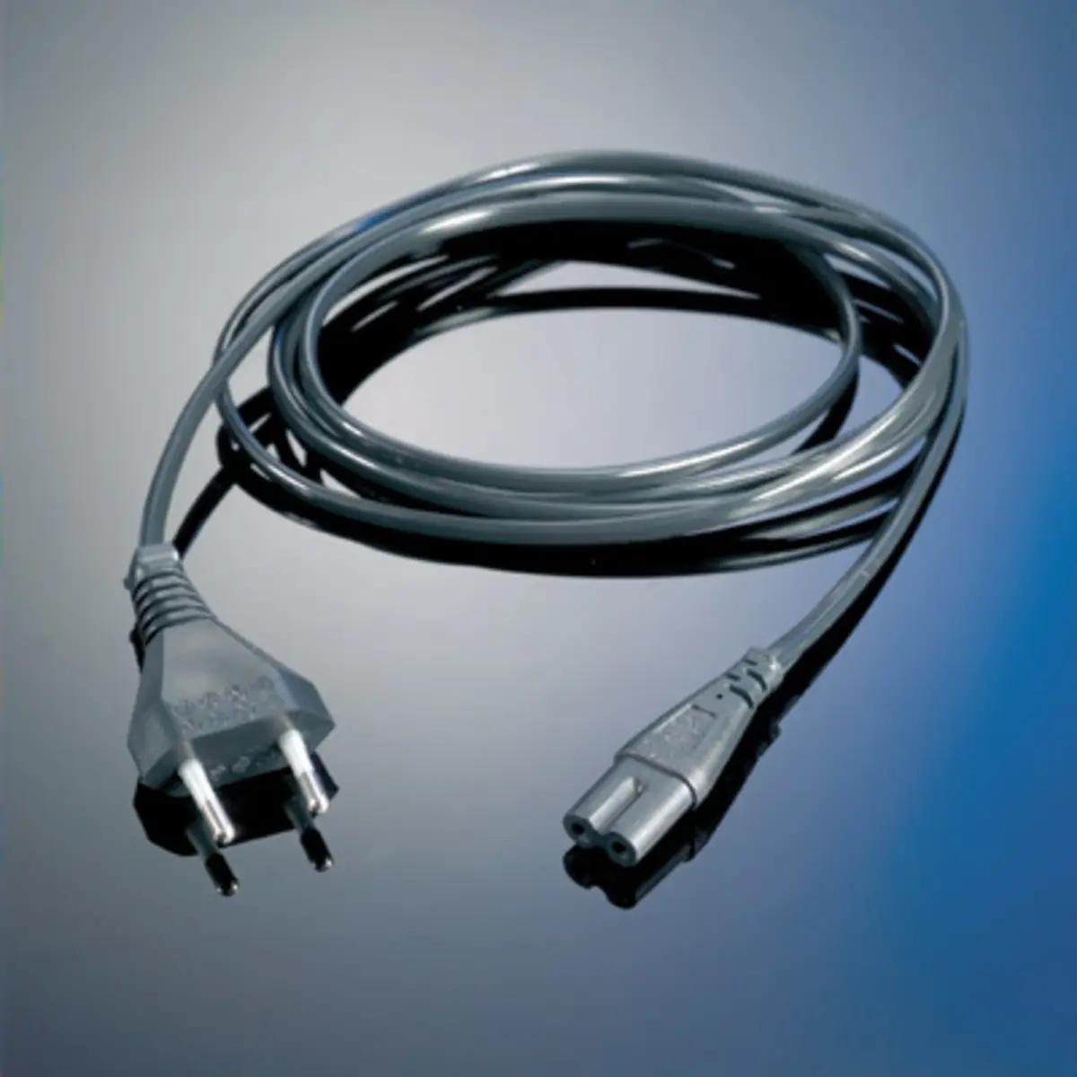 power cable european plug 2-pin 1,8m black