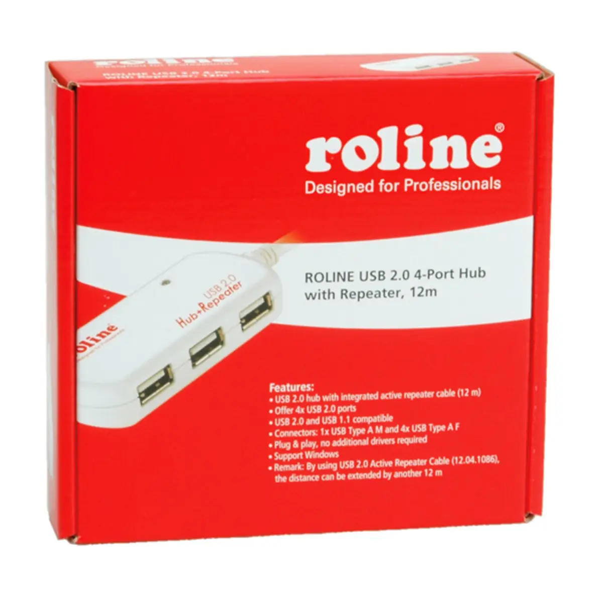 USB2.0 Hub 4 Port mit Repeater weiß extern