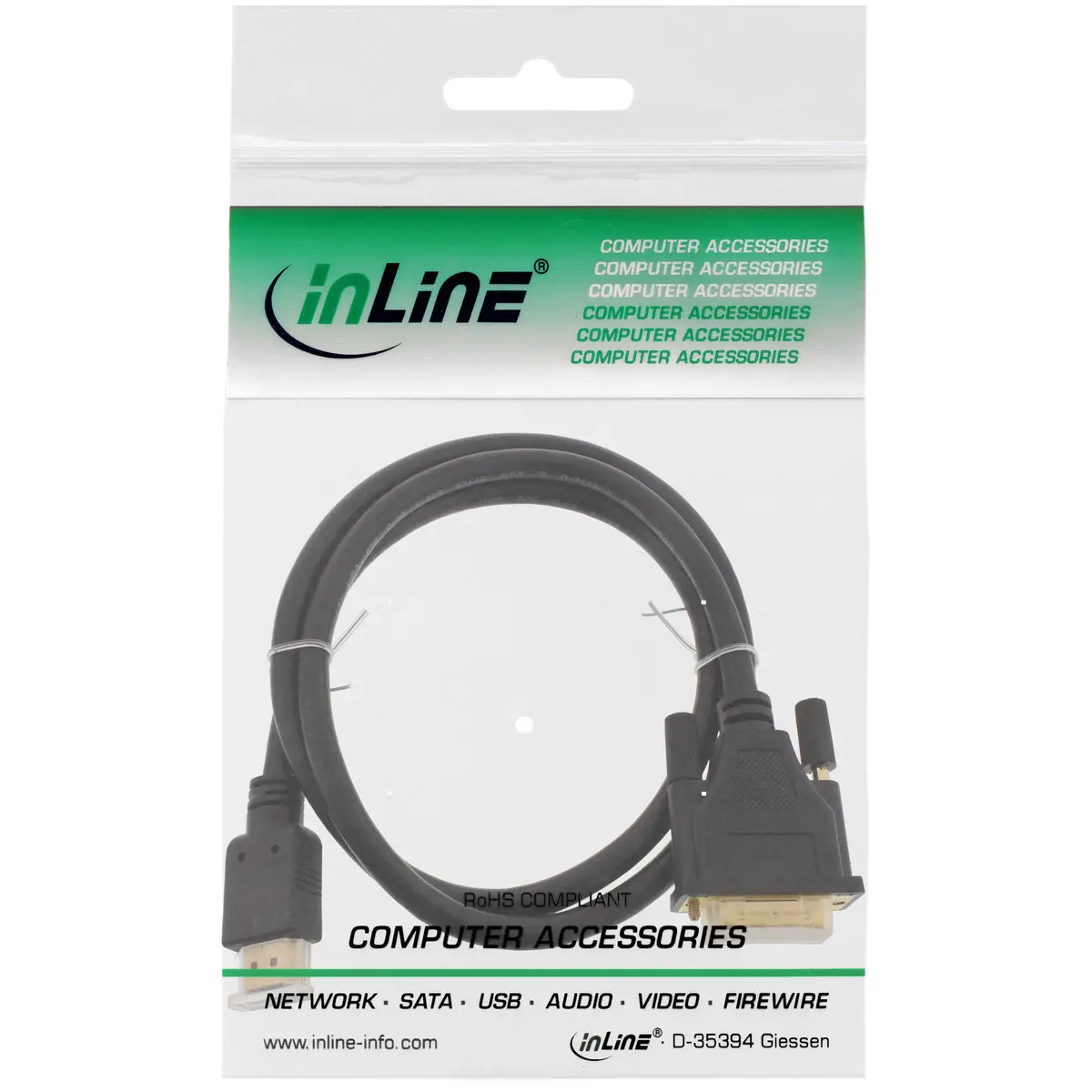 Kabel HDMI/DVI (Single Link) Stecker/Stecker Schwarz 2 m