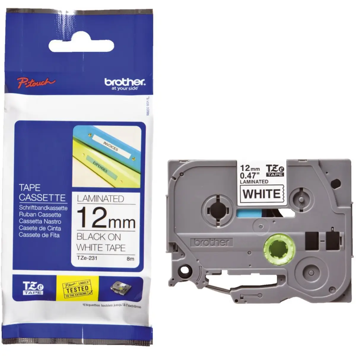 Schriftband TZ-E231 12mmx8m schwarz auf weiß für P-Touch 2420PC/9200DX
