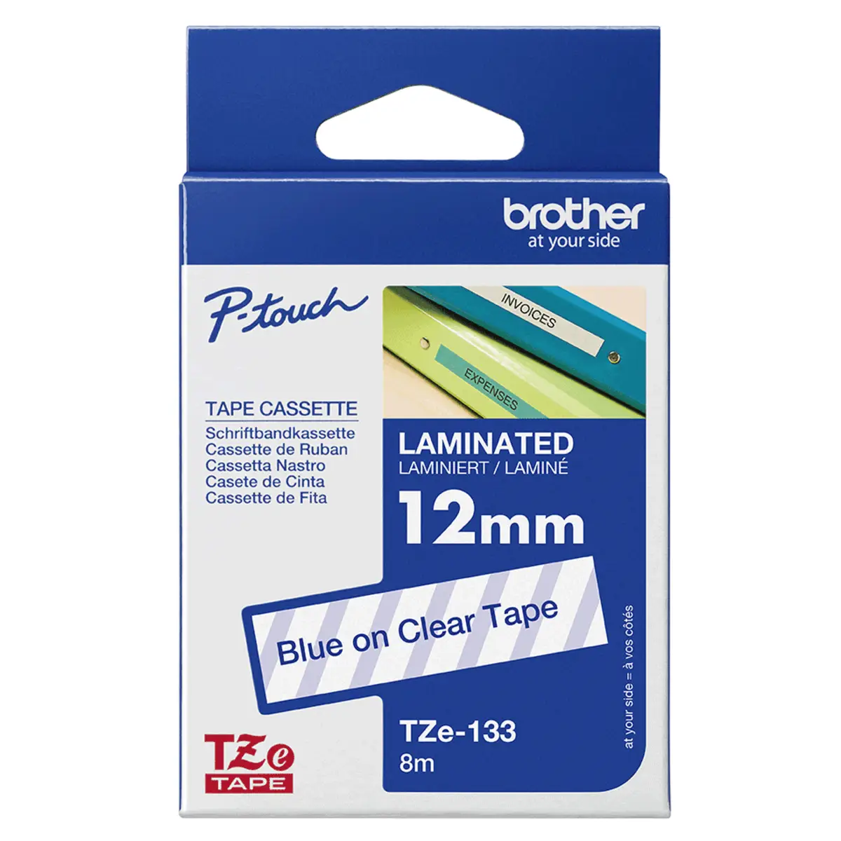 TZE133 Schriftbandkassette blau auf durchsichtig für P-Touch GL-H105, PT-1000, 1010, 1080, 1090, 1280, 1290, 2030, 2470, 2730, 7100, 9700, 9800