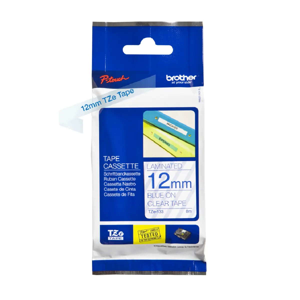 TZE133 Schriftbandkassette blau auf durchsichtig für P-Touch GL-H105, PT-1000, 1010, 1080, 1090, 1280, 1290, 2030, 2470, 2730, 7100, 9700, 9800