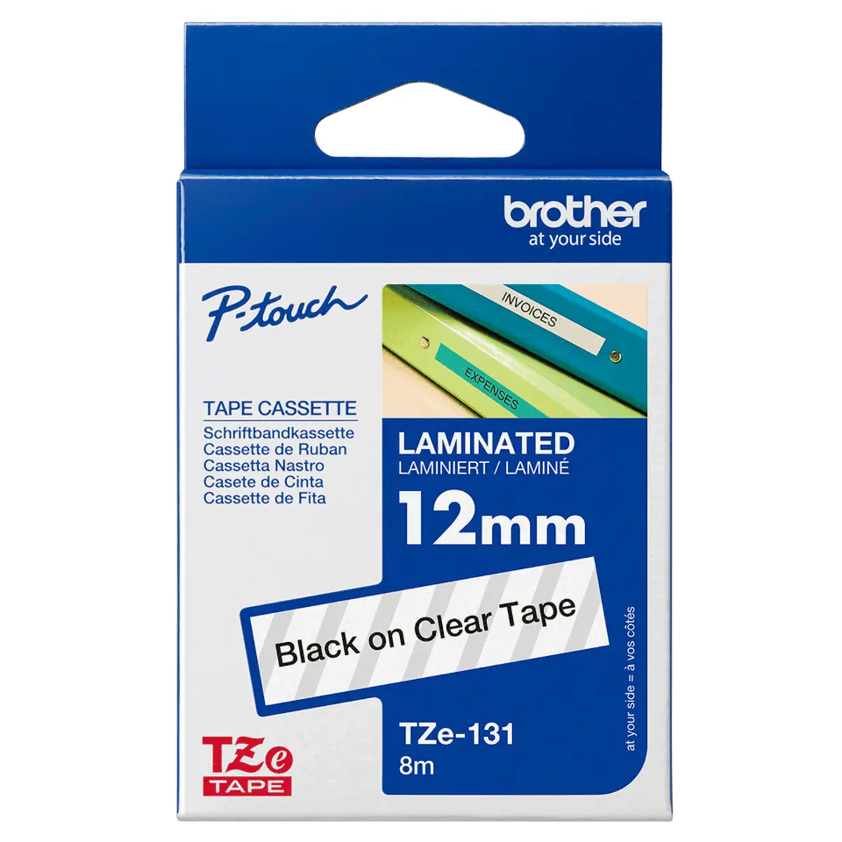Schriftband TZE131 12mmx8m schwarz auf farblos für P-Touch 2420PC/9200DX