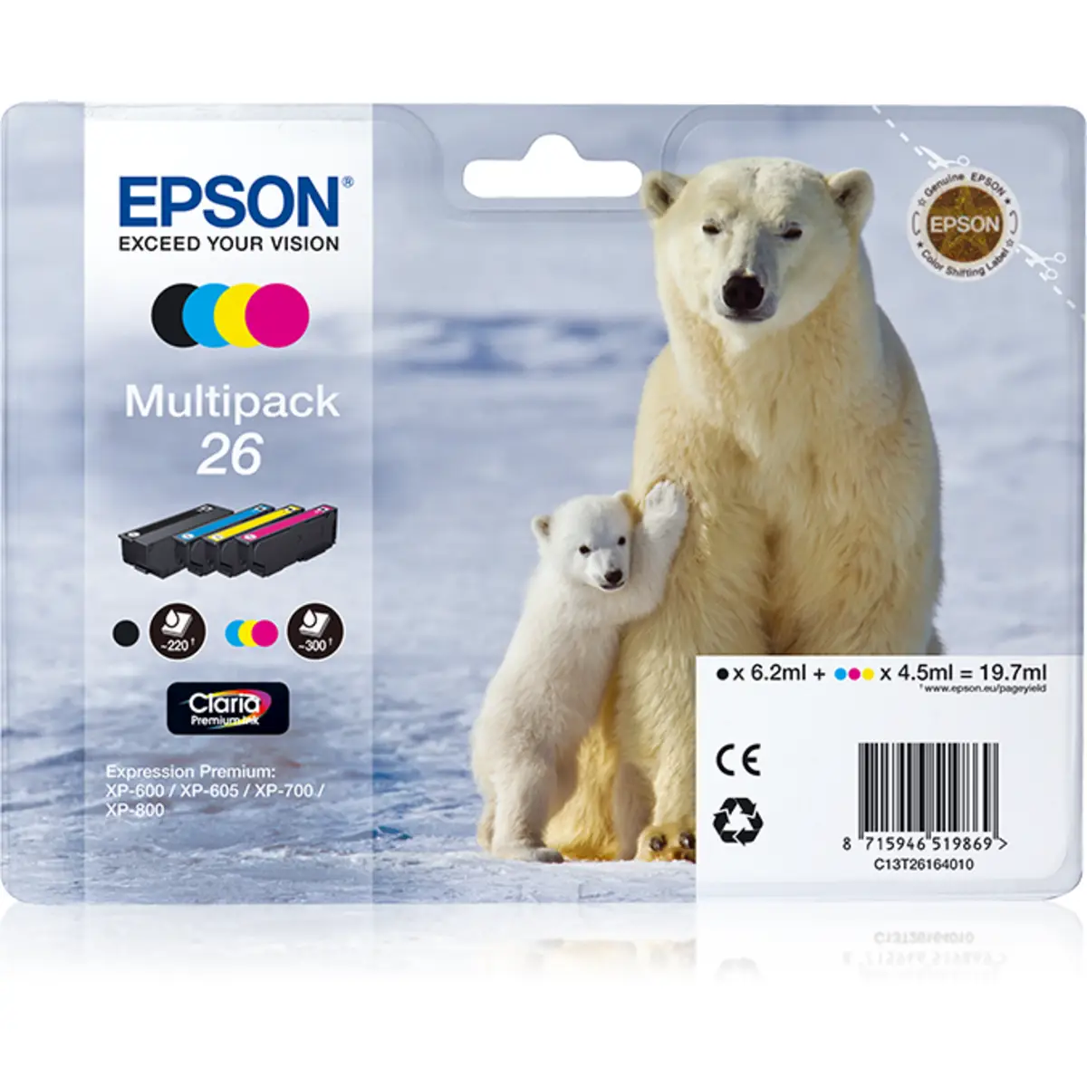 Tintenpatrone 26 Multipack (schwarz, gelb, cyan, magenta)