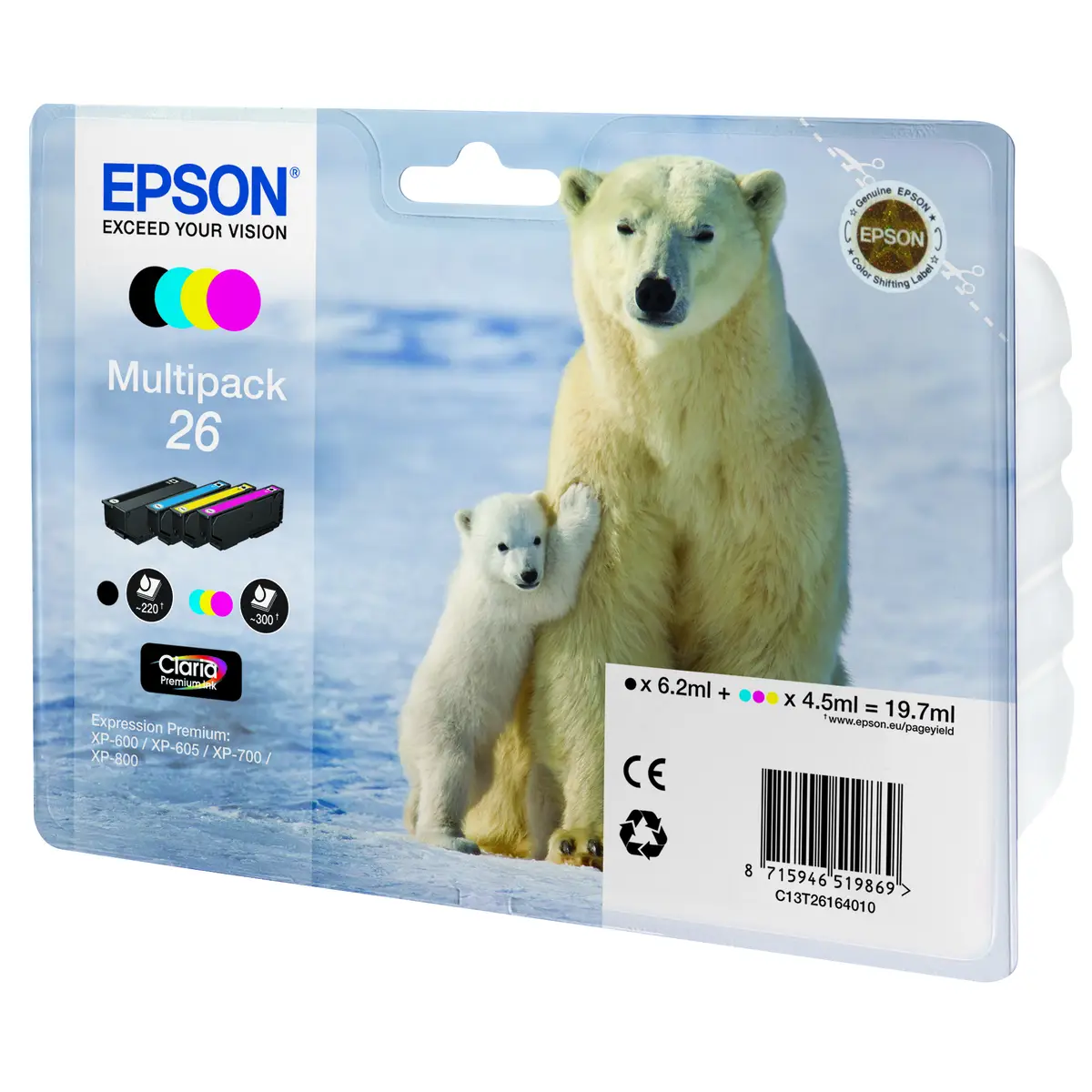 Tintenpatrone 26 Multipack (schwarz, gelb, cyan, magenta)
