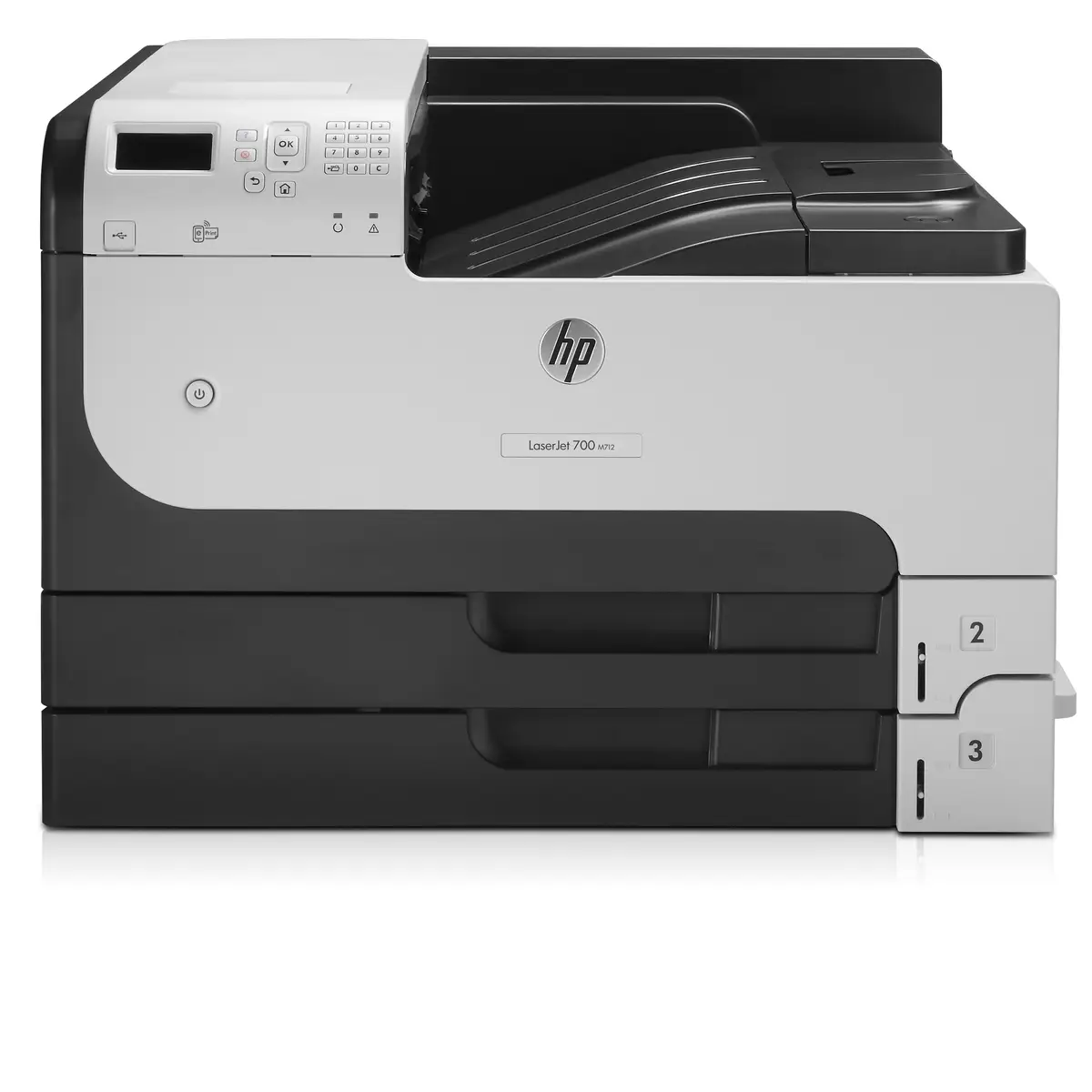Laserjet Enterprise 700 M712dn, A3, Laser printer, 41ppm b/w, 1200dpi, USB/Gigabit Ethernet, Duplex, 800MHz Processor, 512MB RAM, 600 Sheet paper feeder, Windows XP/2003 Server/2008 Server/Vista/7/8, Mac OS