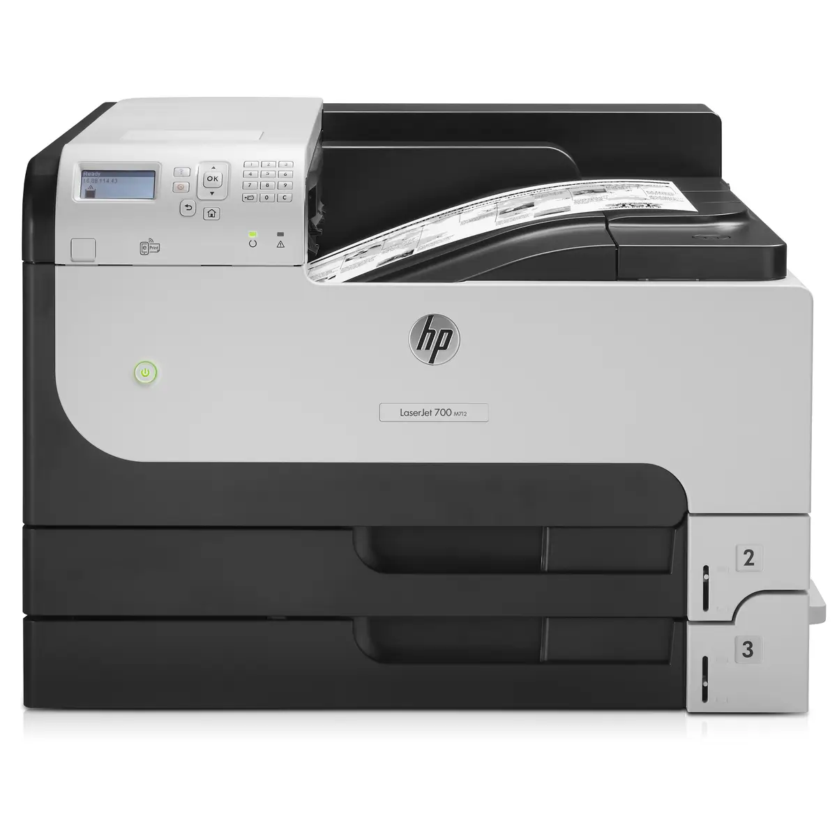Laserjet Enterprise 700 M712dn, A3, Laser printer, 41ppm b/w, 1200dpi, USB/Gigabit Ethernet, Duplex, 800MHz Processor, 512MB RAM, 600 Sheet paper feeder, Windows XP/2003 Server/2008 Server/Vista/7/8, Mac OS