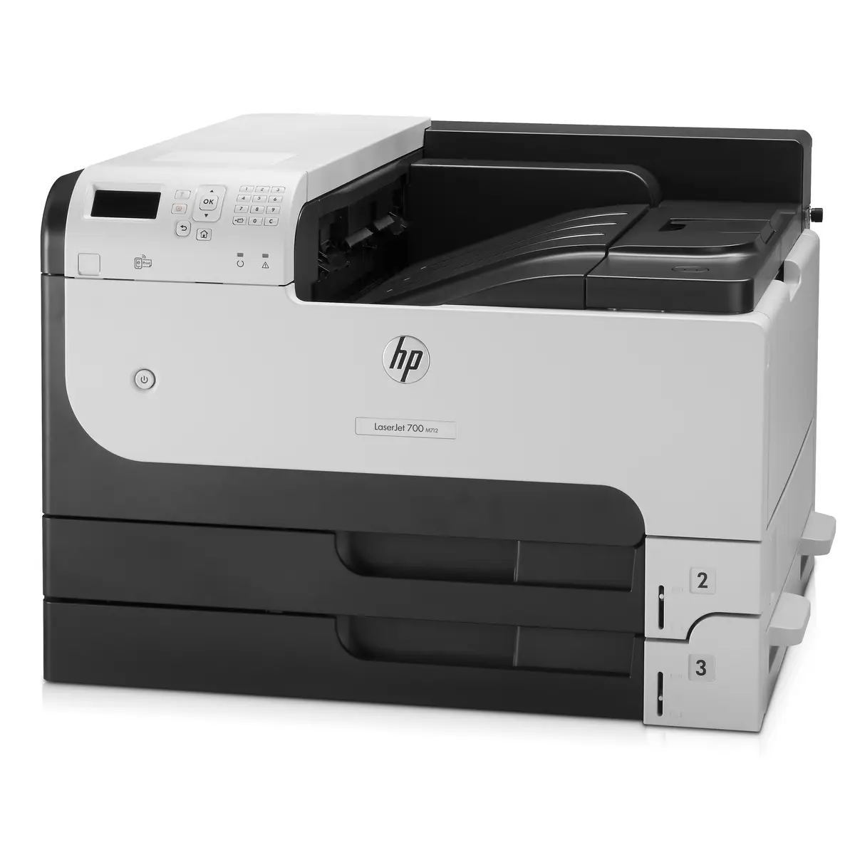 Laserjet Enterprise 700 M712dn, A3, Laser printer, 41ppm b/w, 1200dpi, USB/Gigabit Ethernet, Duplex, 800MHz Processor, 512MB RAM, 600 Sheet paper feeder, Windows XP/2003 Server/2008 Server/Vista/7/8, Mac OS