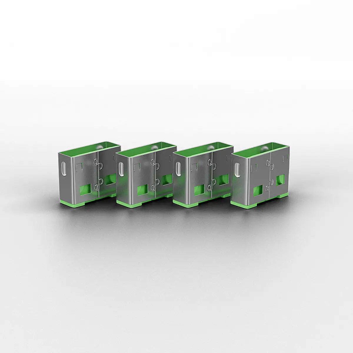 USB Port Schloss (4 pieces) with key: Code green