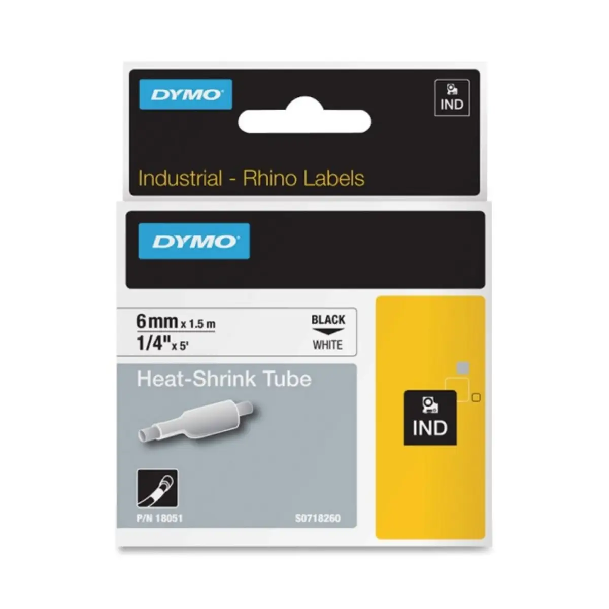 RhinoPRO Heat shrink tubing Polyolefin-Schrumpfschläuche 6mmx1,5m schwarz auf weiß