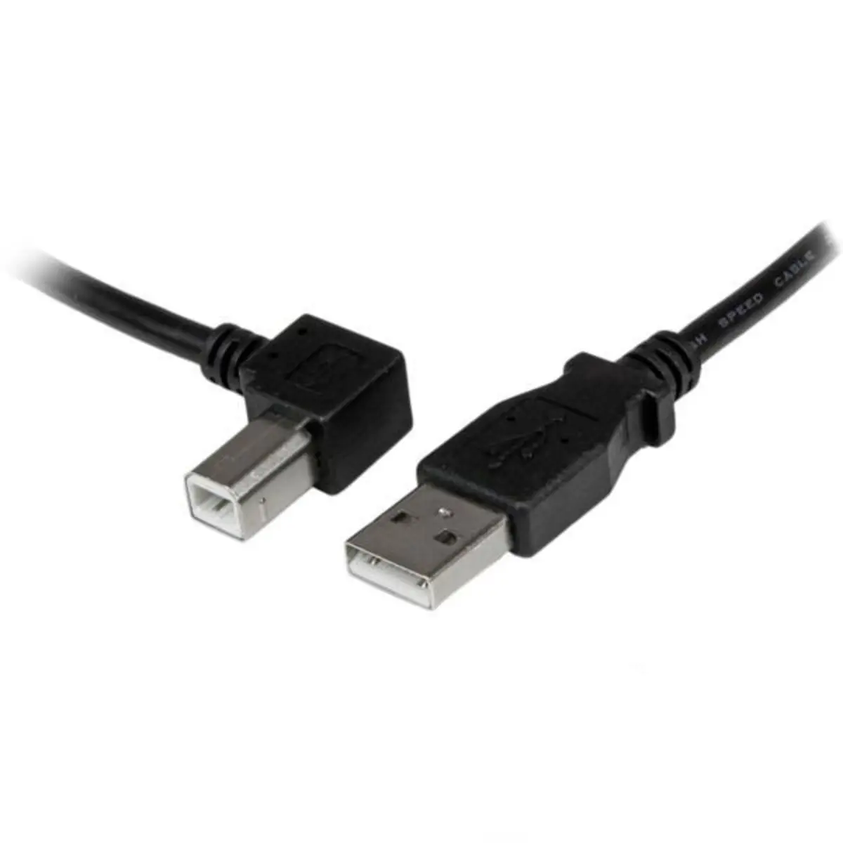 USB Kabel links abgewinkelt USB-A/USB-B Stecker/Stecker Schwarz 1m