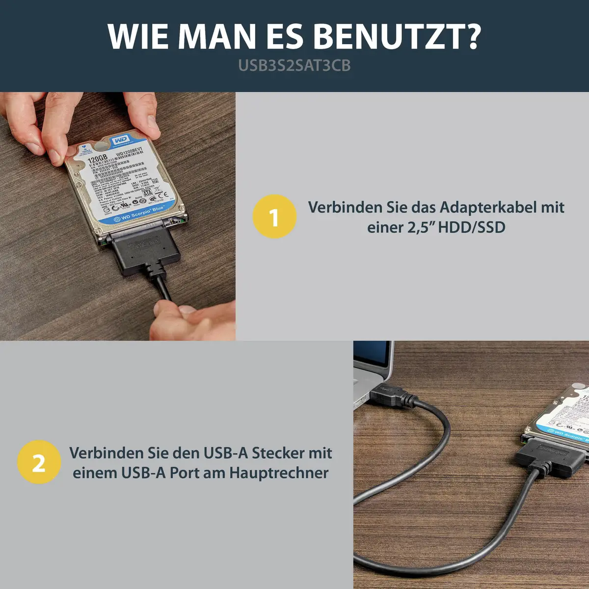 USB 3.0 auf 6,4 cm (2,5") SATA Adapter mit UASP Schwarz