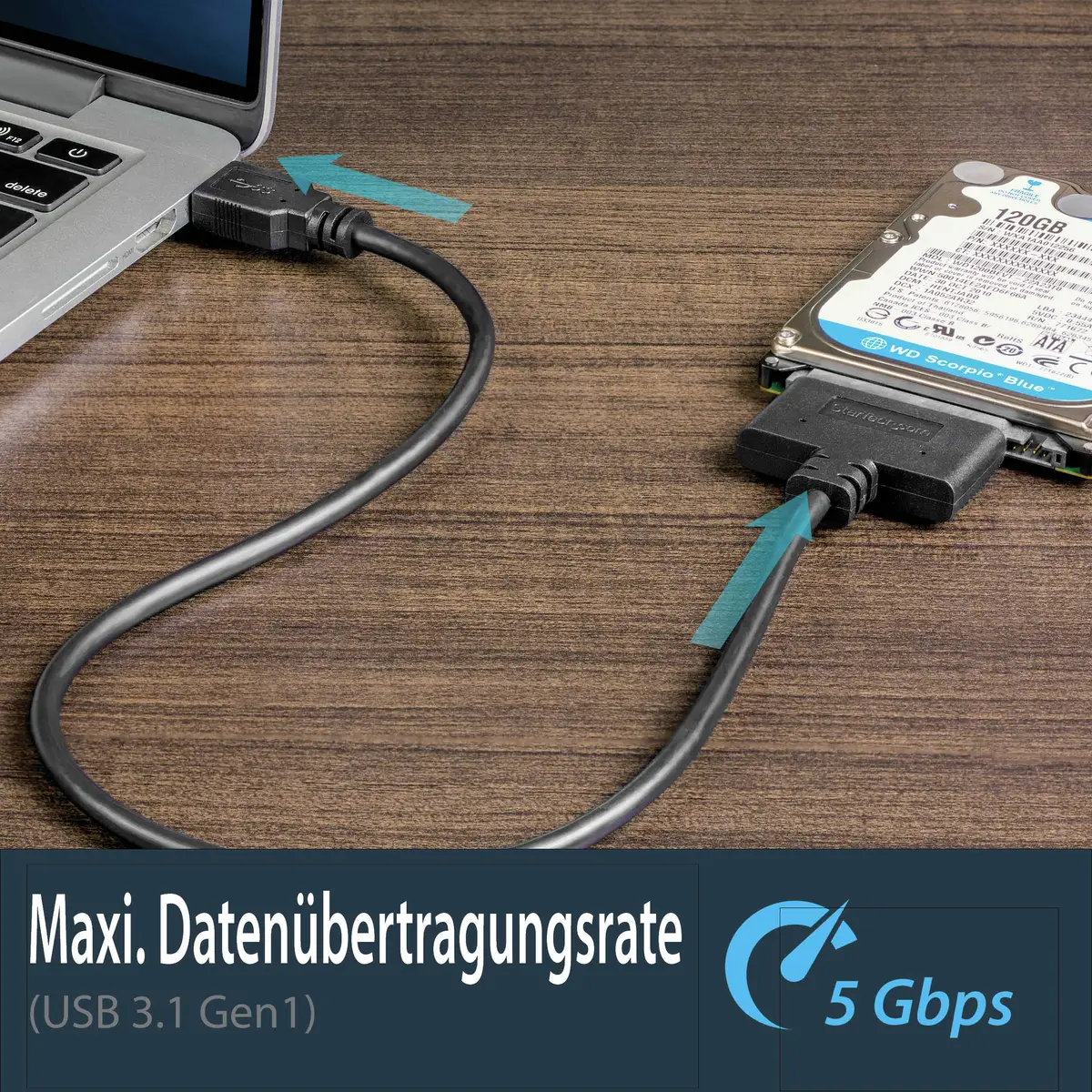 USB 3.0 auf 6,4 cm (2,5") SATA Adapter mit UASP Schwarz